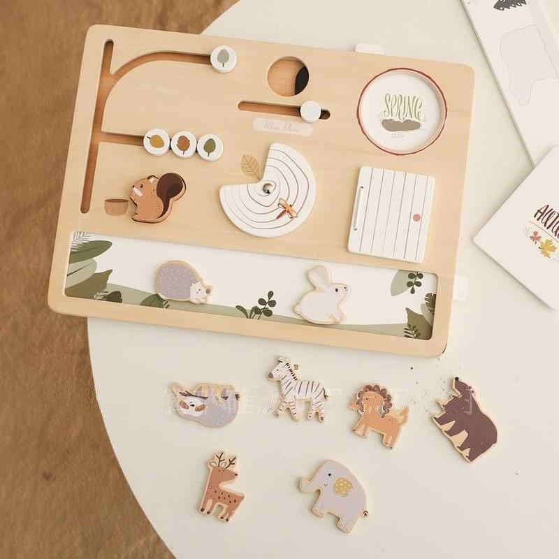 Montessori Early Education Four Seasons Cognitive Busy Board Children's Educational Toys - Wabi Sabi