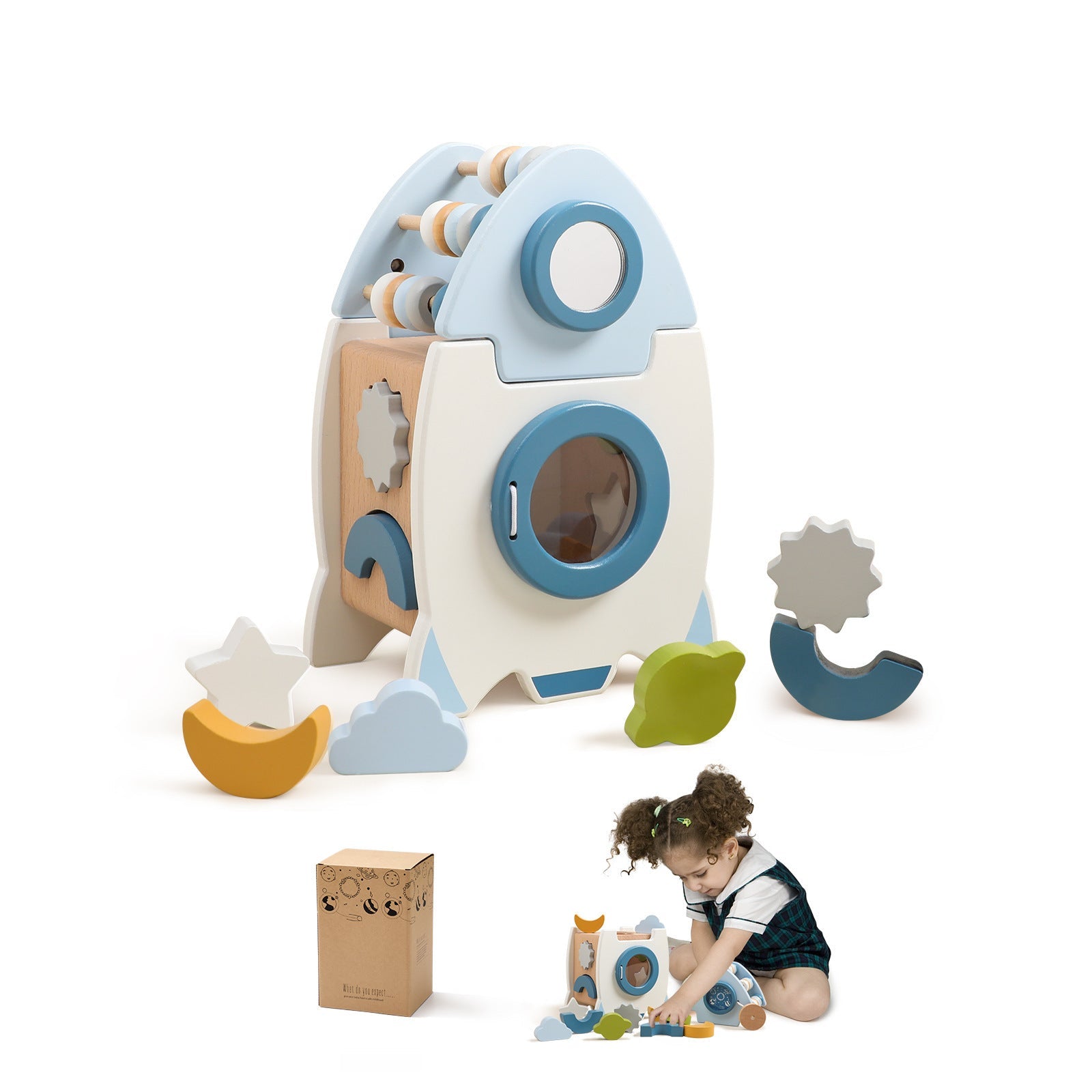 Montessori Educational Rocket Toys Baby Busy Box Calculate Graphic Cognition For Children - Wabi Sabi