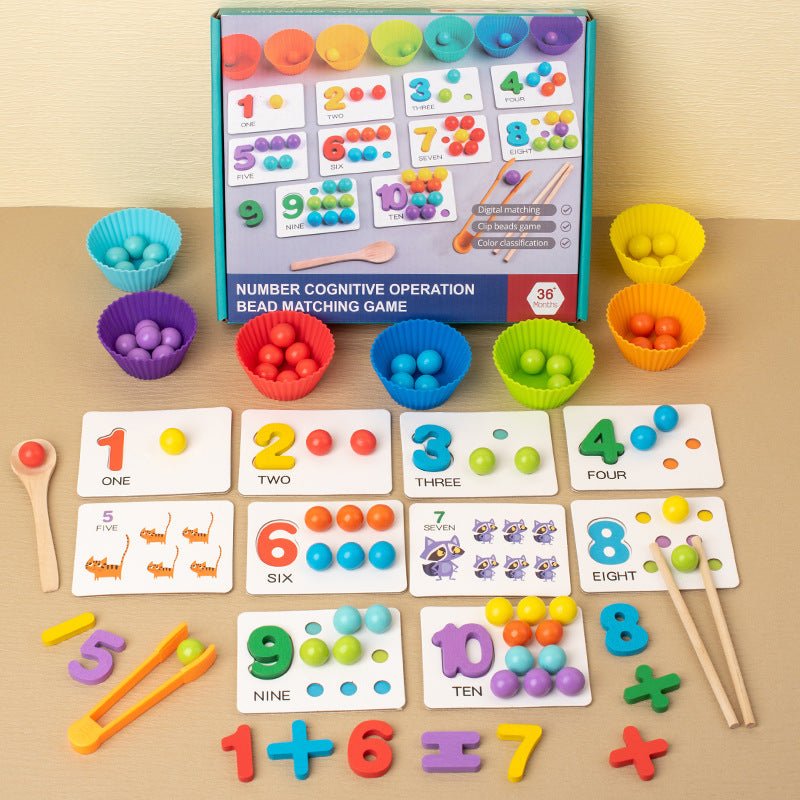 Montessori Mathematics Teaching Tools Baby Digital Cognitive Pairing Puzzle Intelligence Clipping Beads Children's Fine Action Toys - Wabi Sabi