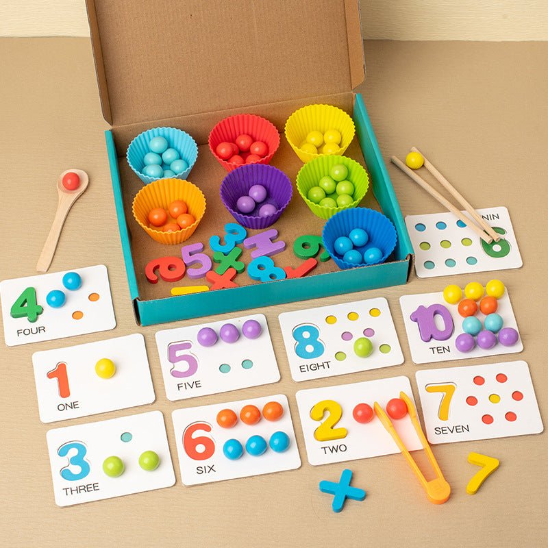 Montessori Mathematics Teaching Tools Baby Digital Cognitive Pairing Puzzle Intelligence Clipping Beads Children's Fine Action Toys - Wabi Sabi