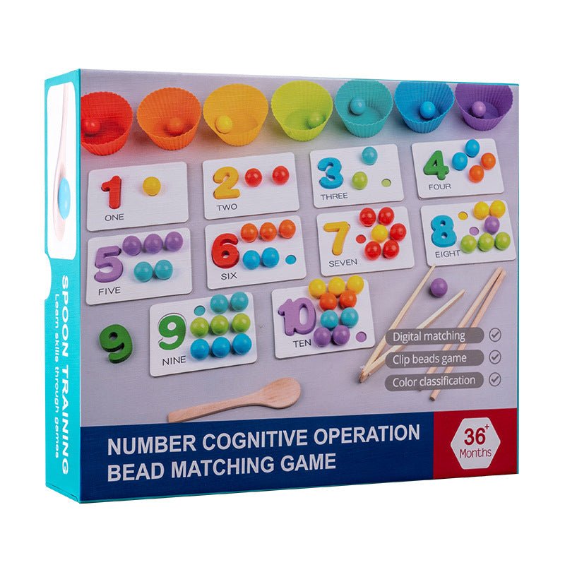 Montessori Mathematics Teaching Tools Baby Digital Cognitive Pairing Puzzle Intelligence Clipping Beads Children's Fine Action Toys - Wabi Sabi