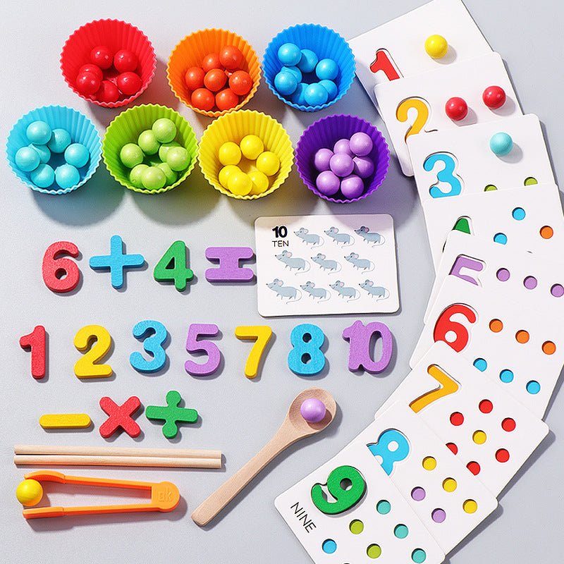 Montessori Mathematics Teaching Tools Baby Digital Cognitive Pairing Puzzle Intelligence Clipping Beads Children's Fine Action Toys - Wabi Sabi