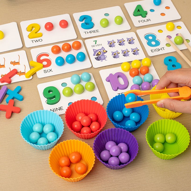 Montessori Mathematics Teaching Tools Baby Digital Cognitive Pairing Puzzle Intelligence Clipping Beads Children's Fine Action Toys - Wabi Sabi