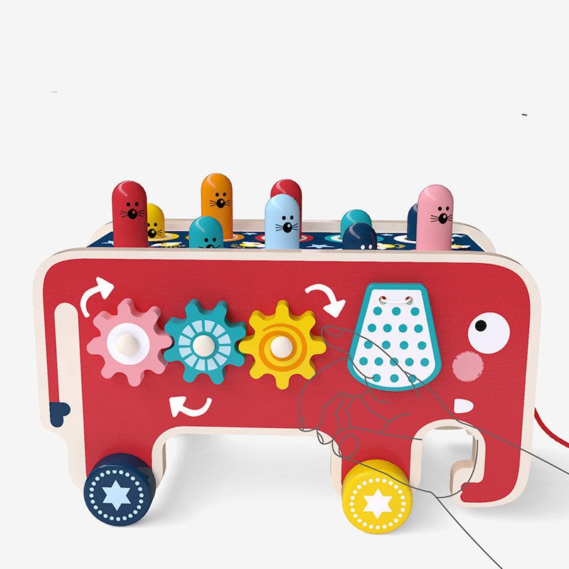 Montessori Toddlers Kids Wooden Pounding Bench Animal Bus Toys Early Educational Set Gifts For Children Toy Musical Instrument - Wabi Sabi