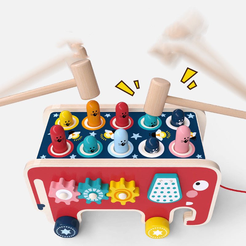 Montessori Toddlers Kids Wooden Pounding Bench Animal Bus Toys Early Educational Set Gifts For Children Toy Musical Instrument - Wabi Sabi