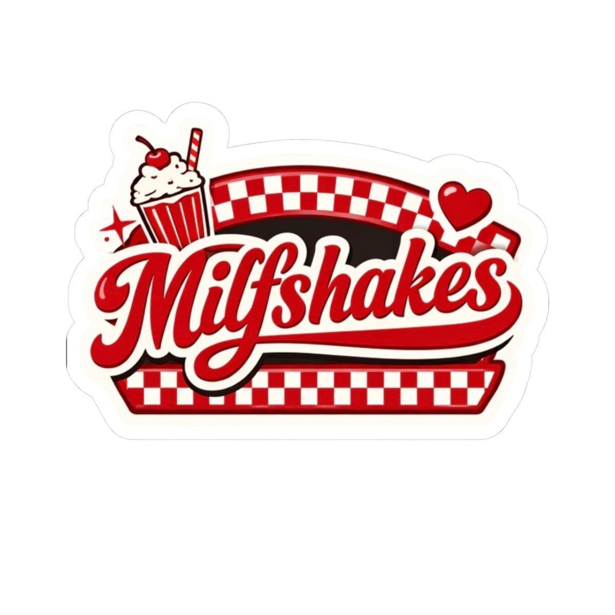 Retro Milkshake Sticker — Red, White & Black Brand Kiss - Cut - Wabi Sabi
