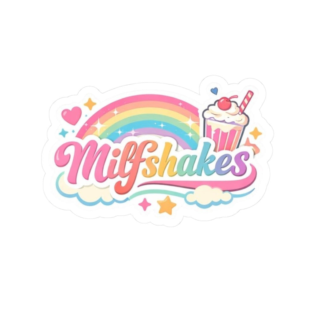 Retro Pastel 'MILFshakes' Kiss - Cut Sticker — Funny Vintage Vibe - Wabi Sabi