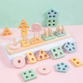 Wooden Children's Early Education Montessori Geometric Shape Five Sets Of Column Shape Educational Toys - Wabi Sabi